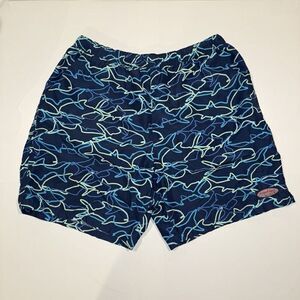 Vineyard Vines Blue Shark Print Beach Swim Trunks Men’s Size Large